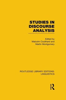 Couverture_Studies In Discourse Analysis (rle Linguistics B
