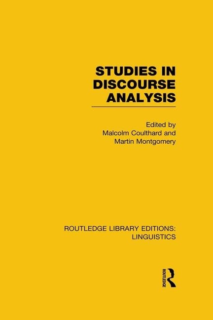 Couverture_Studies In Discourse Analysis (rle Linguistics B
