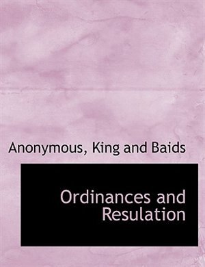 Front cover_Ordinances and Resulation