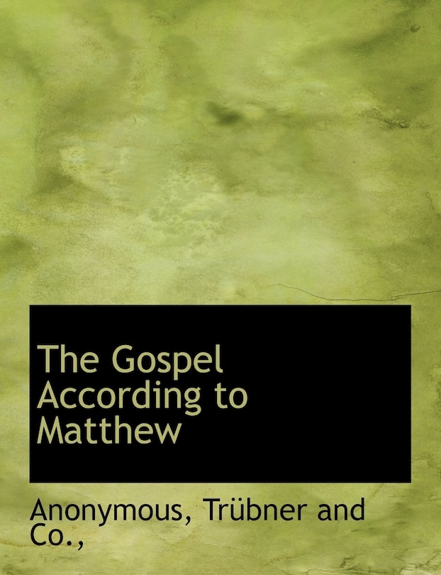 Front cover_The Gospel According to Matthew