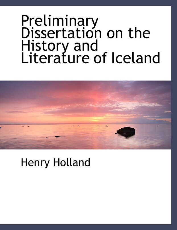 Couverture_Preliminary Dissertation on the History and Literature of Iceland