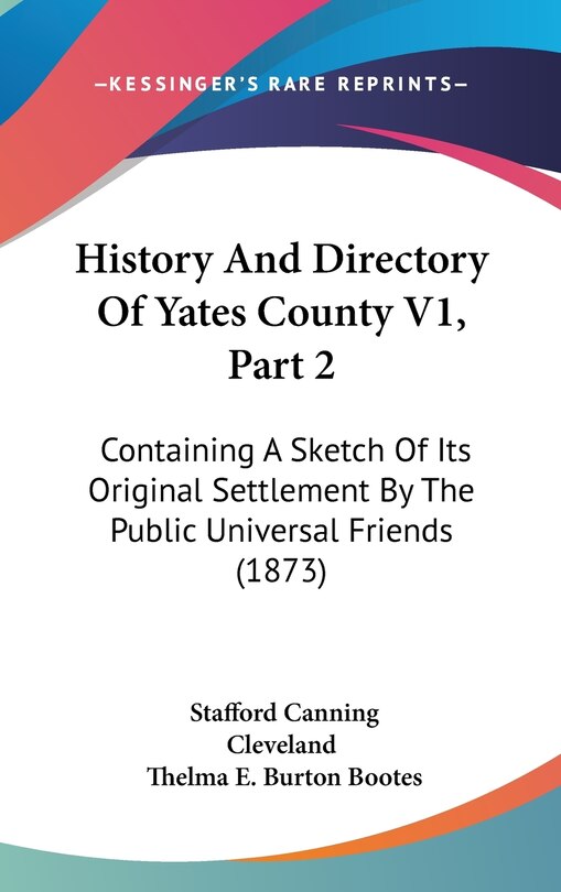 Couverture_History And Directory Of Yates County V1, Part 2