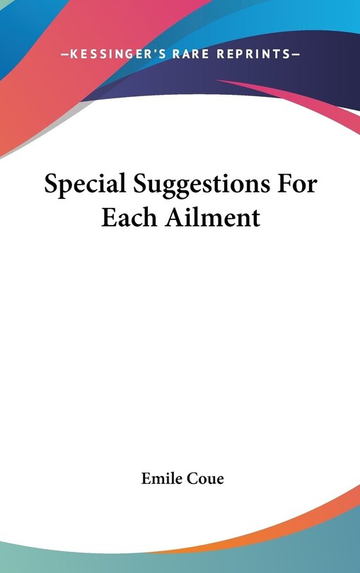 Front cover_Special Suggestions For Each Ailment