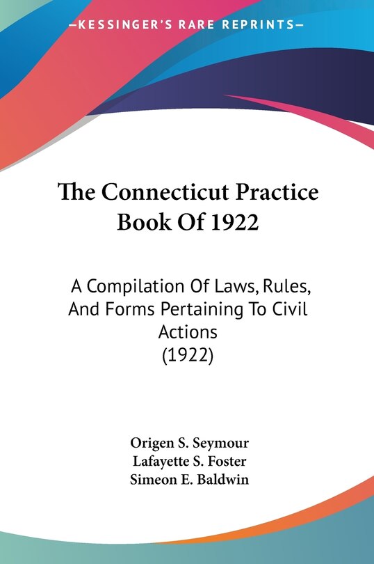 Couverture_The Connecticut Practice Book Of 1922