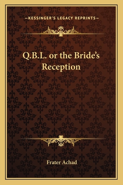 Front cover_Q.B.L. or the Bride's Reception
