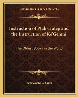 Front cover_Instruction of Ptah-Hotep and the Instruction of Ke'gemni
