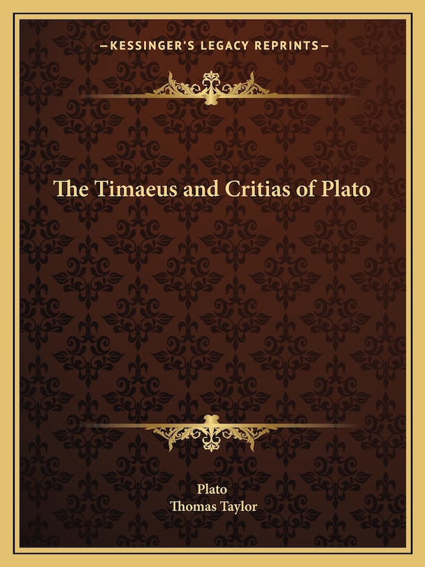 Front cover_The Timaeus and Critias of Plato