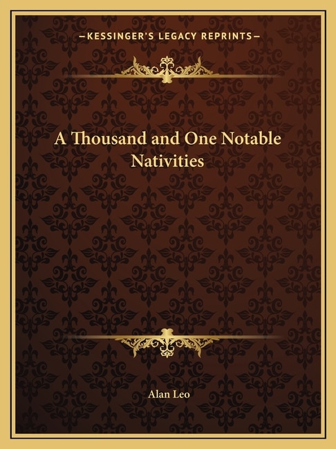 Front cover_A Thousand and One Notable Nativities