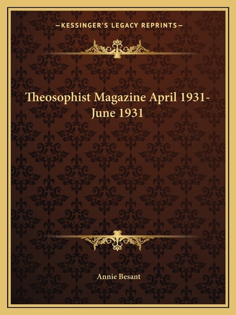 Front cover_Theosophist Magazine April 1931-June 1931