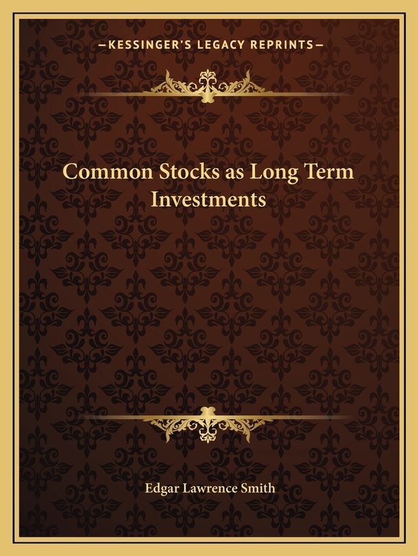 Front cover_Common Stocks as Long Term Investments
