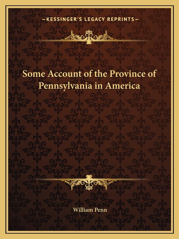 Couverture_Some Account of the Province of Pennsylvania in America