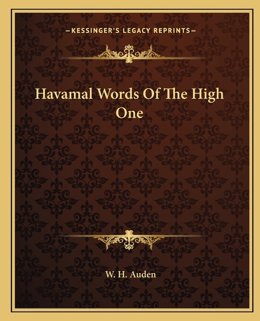 Front cover_Havamal Words Of The High One
