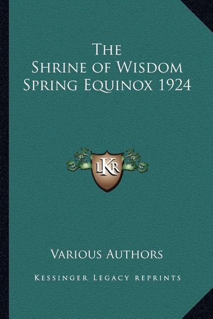Front cover_The Shrine of Wisdom Spring Equinox 1924