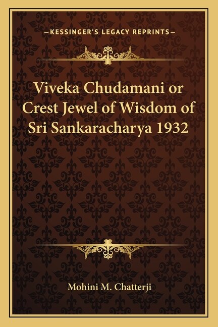 Front cover_Viveka Chudamani or Crest Jewel of Wisdom of Sri Sankaracharya 1932
