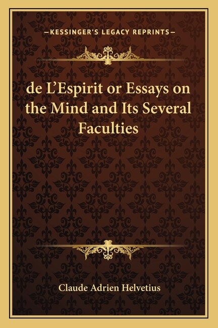 Front cover_de L'Espirit or Essays on the Mind and Its Several Faculties