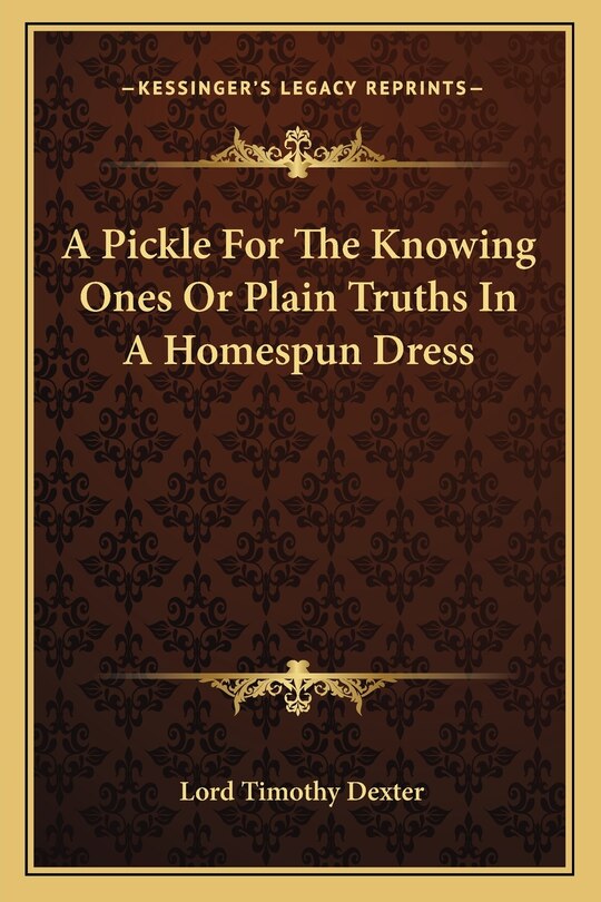 Front cover_A Pickle For The Knowing Ones Or Plain Truths In A Homespun Dress