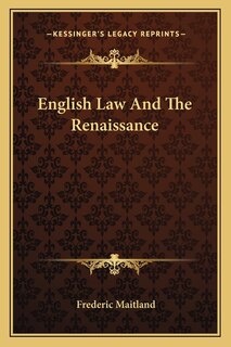Front cover_English Law And The Renaissance