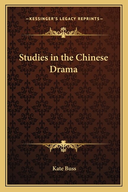 Couverture_Studies in the Chinese Drama