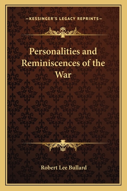Couverture_Personalities and Reminiscences of the War