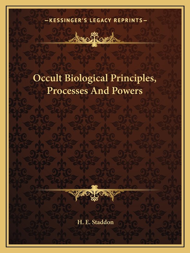 Front cover_Occult Biological Principles, Processes And Powers
