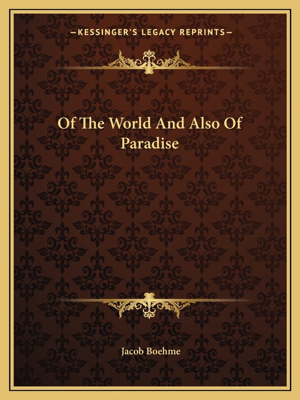 Front cover_Of The World And Also Of Paradise