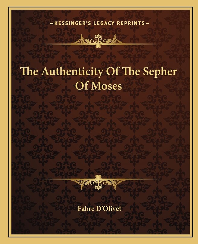Couverture_The Authenticity Of The Sepher Of Moses