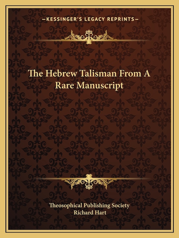 Front cover_The Hebrew Talisman From A Rare Manuscript