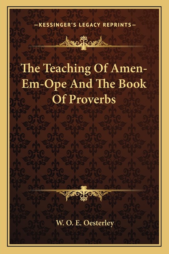 Front cover_The Teaching of Amen-Em-Ope and the Book of Proverbs