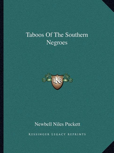 Front cover_Taboos Of The Southern Negroes