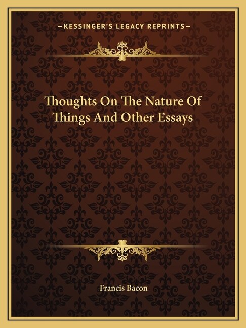 Front cover_Thoughts on the Nature of Things and Other Essays