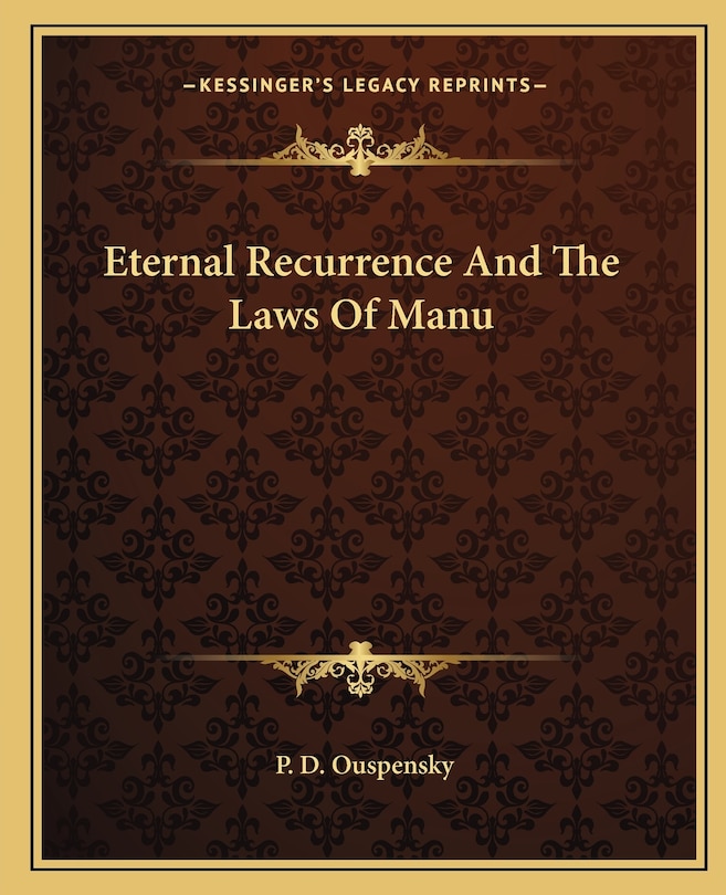 Front cover_Eternal Recurrence and the Laws of Manu