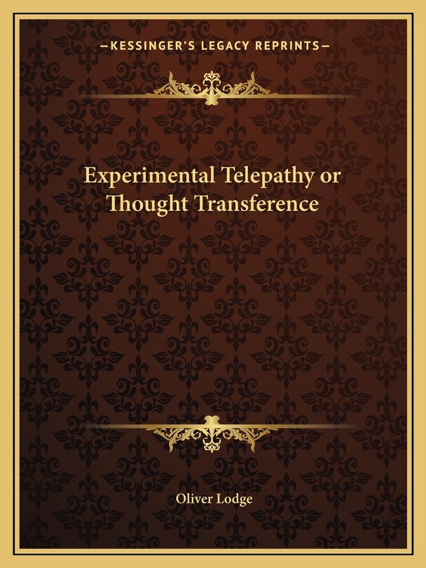 Couverture_Experimental Telepathy or Thought Transference