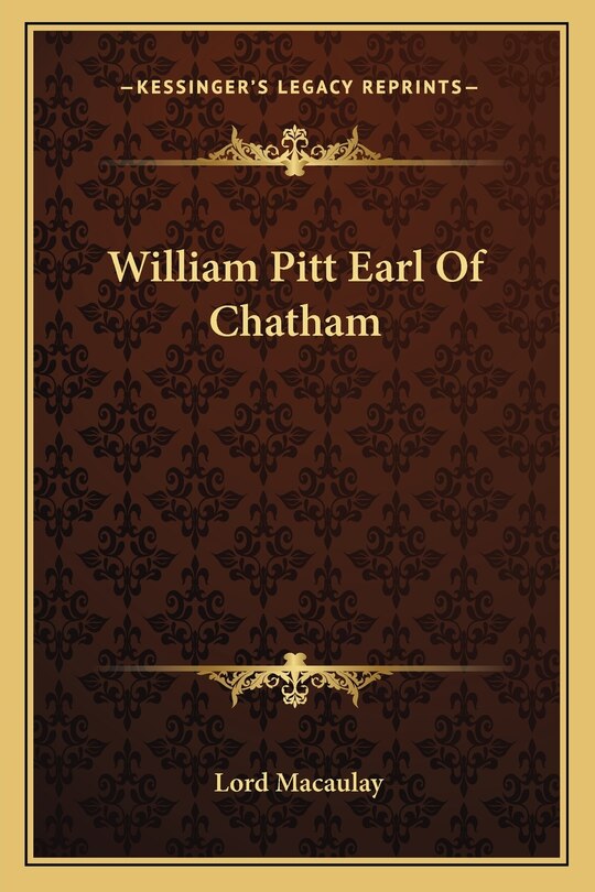 Couverture_William Pitt Earl Of Chatham