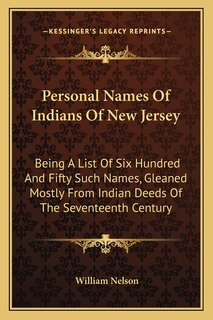 Couverture_Personal Names Of Indians Of New Jersey