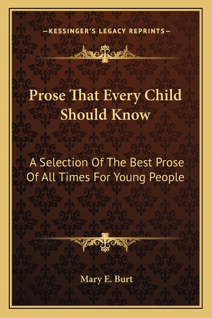 Couverture_Prose That Every Child Should Know