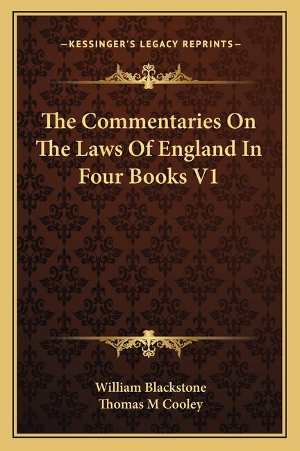 Front cover_The Commentaries On The Laws Of England In Four Books V1