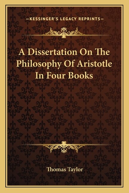 Front cover_A Dissertation On The Philosophy Of Aristotle In Four Books