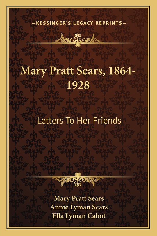 Couverture_Mary Pratt Sears, 1864-1928