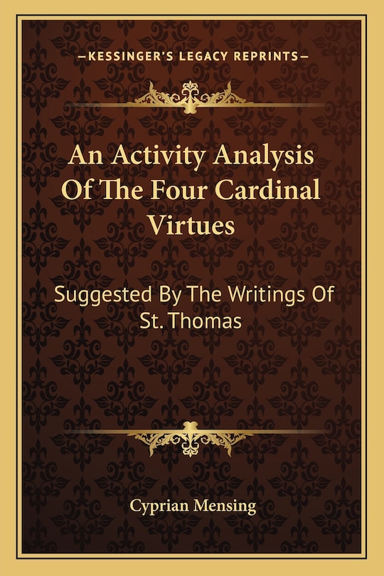 Couverture_An Activity Analysis Of The Four Cardinal Virtues