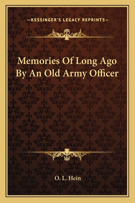 Couverture_Memories Of Long Ago By An Old Army Officer