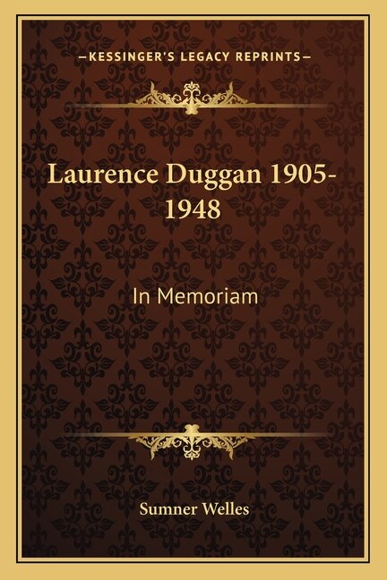 Front cover_Laurence Duggan 1905-1948