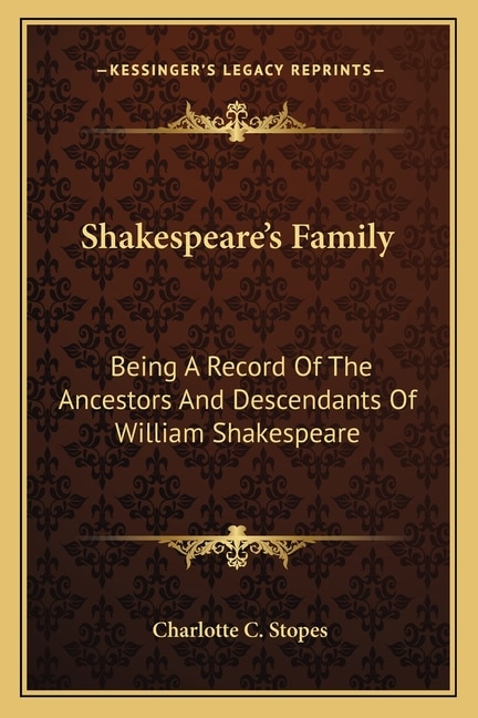 Front cover_Shakespeare's Family