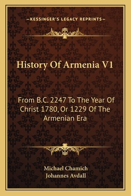 Couverture_History Of Armenia V1