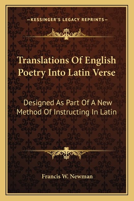 Couverture_Translations Of English Poetry Into Latin Verse