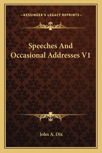 Front cover_Speeches and Occasional Addresses V1