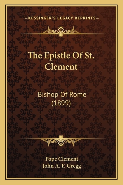 Front cover_The Epistle Of St. Clement
