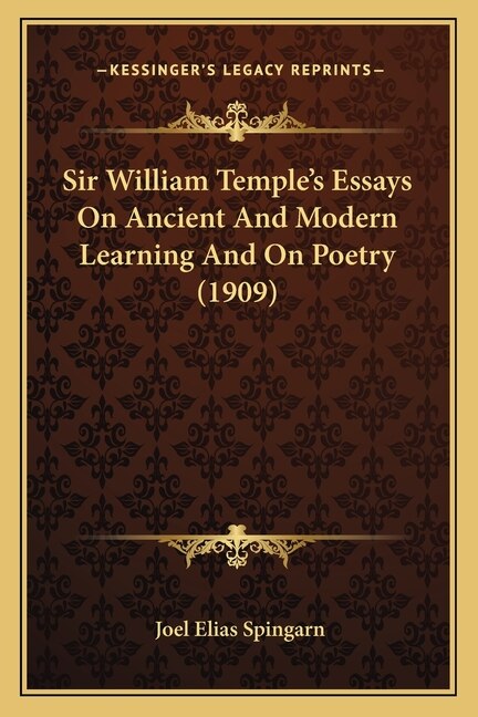 Front cover_Sir William Temple's Essays On Ancient And Modern Learning And On Poetry (1909)