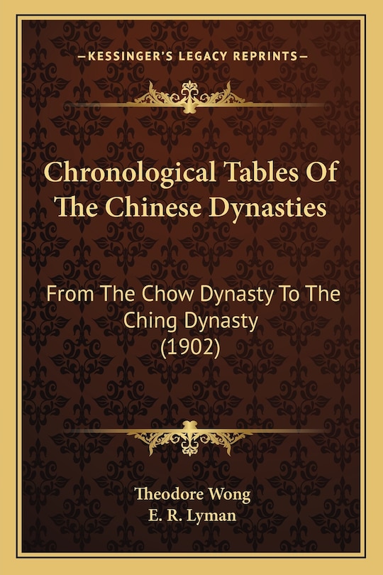 Couverture_Chronological Tables Of The Chinese Dynasties