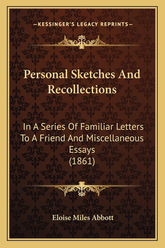 Front cover_Personal Sketches And Recollections