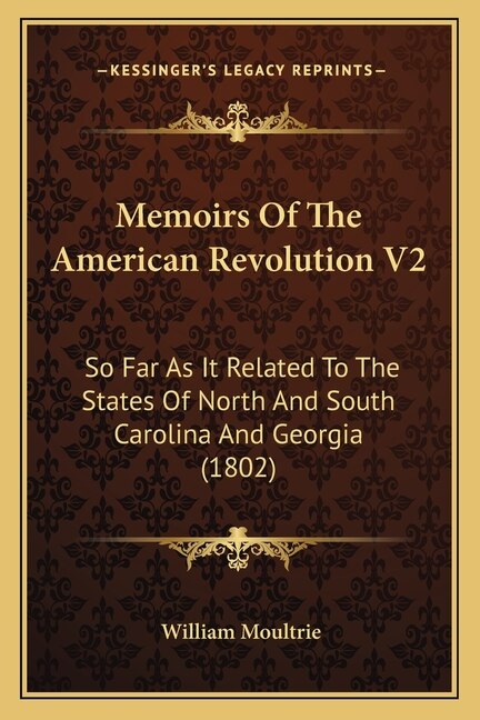 Couverture_Memoirs Of The American Revolution V2